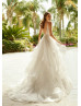 Beaded Ivory Lace Tulle Ruffled Princess Wedding Dress